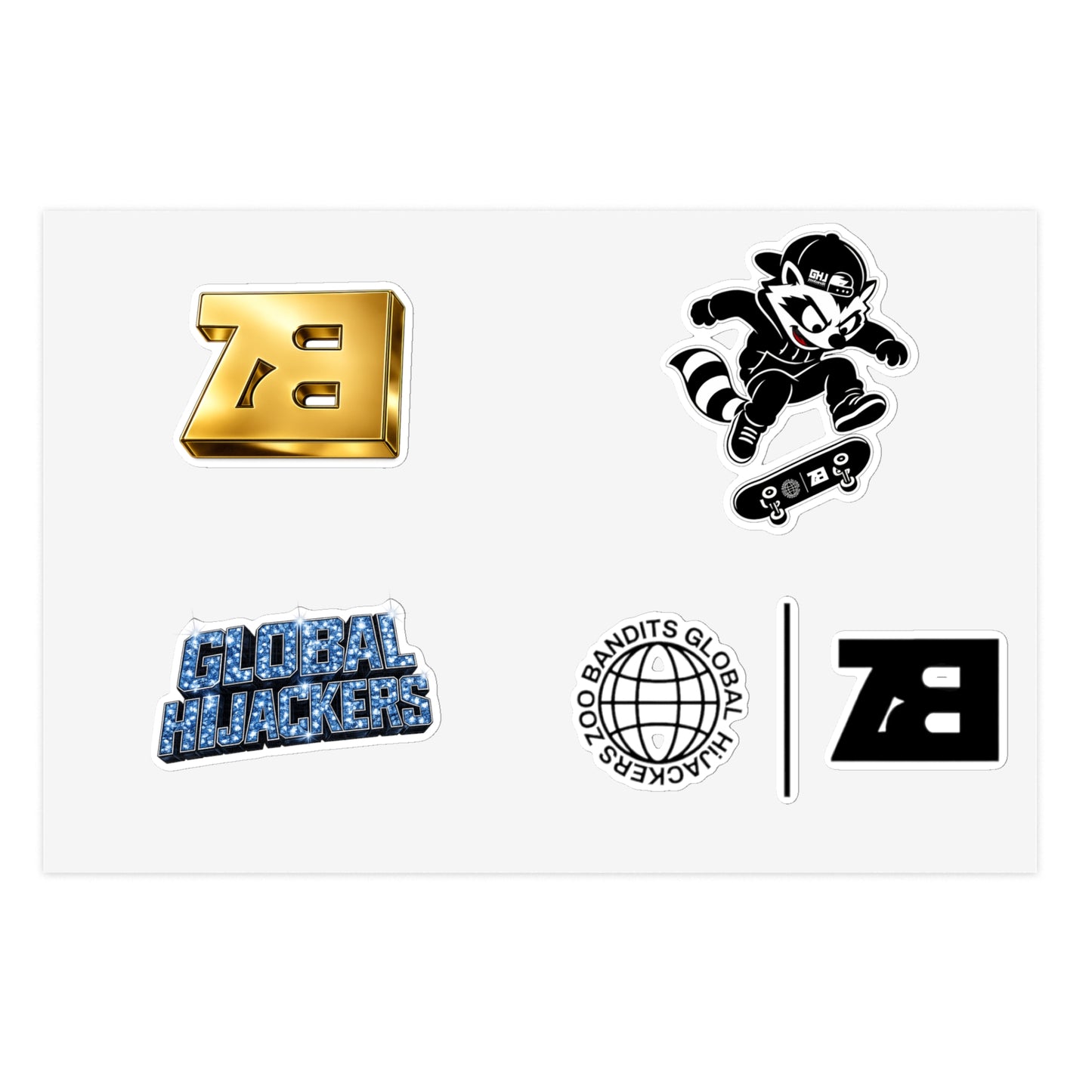 Sticker Sheet — GHJ Zoobandit Skateboards Logo Pack (5pcs)
