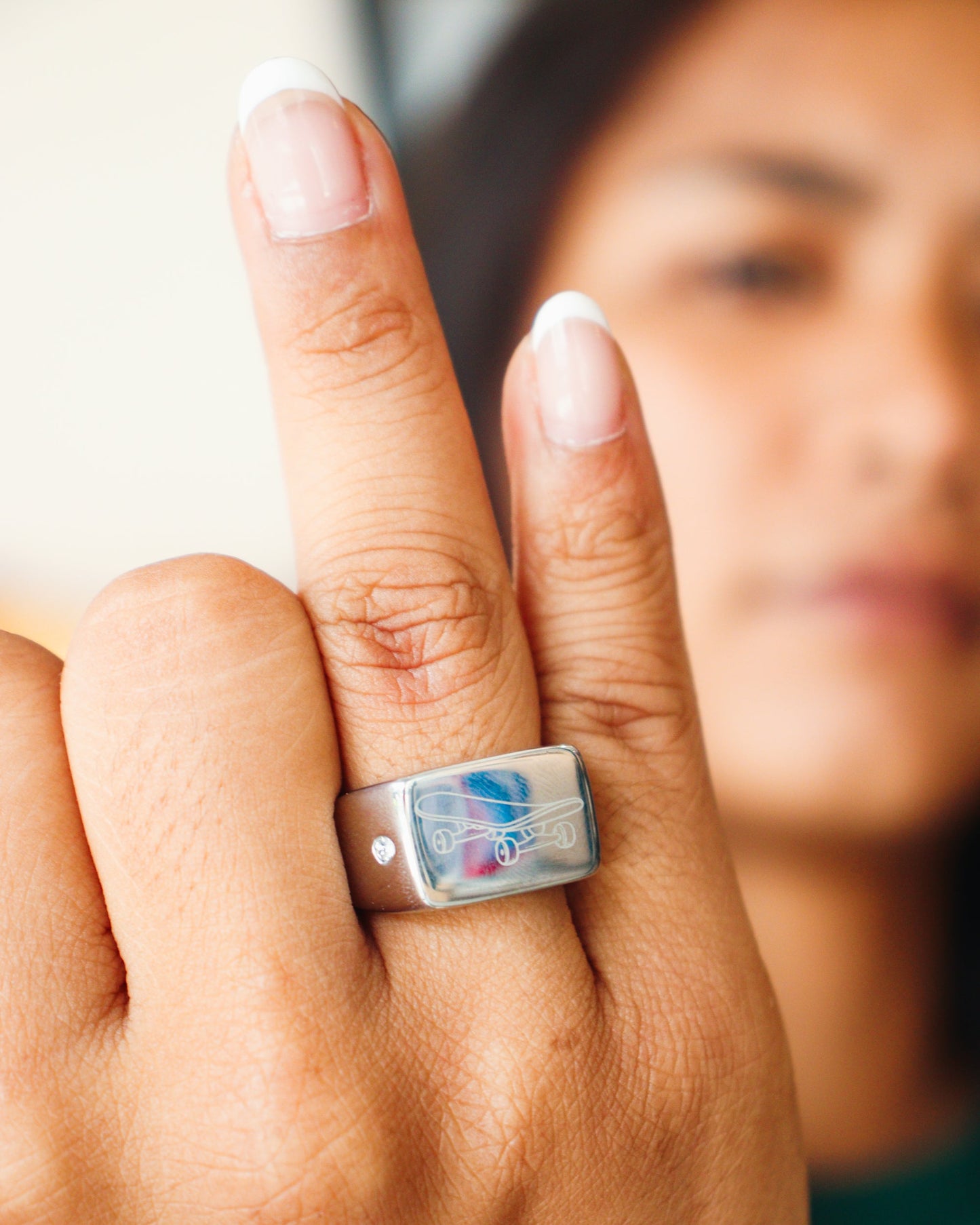 Skateboard Ring – Custom Engraving Available (Silver)